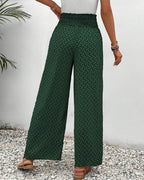 Geometric Print Smocked Waist Drawstring Wide Leg Pant