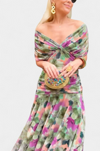 Ruched Off Shoulder Maxi Dress - Formal Evening Gown