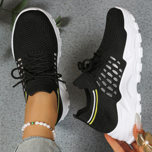 Breathable Mesh Lace-Up Chunky Platform Sneaker