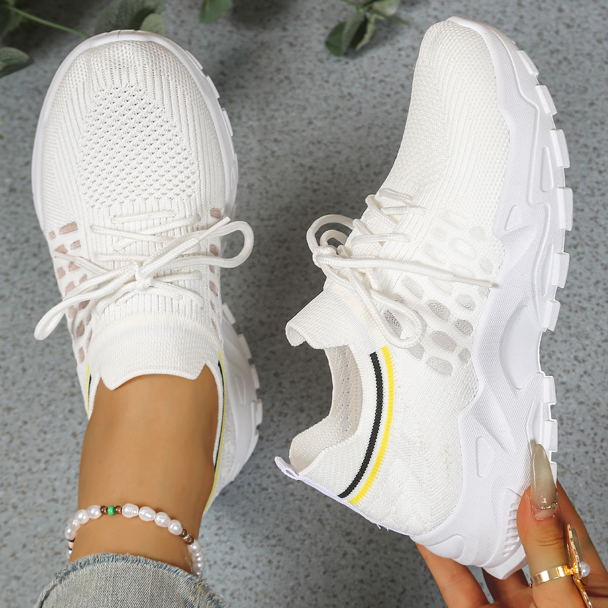 Breathable Mesh Lace-Up Chunky Platform Sneaker