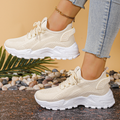 Breathable Mesh Lace-Up Chunky Platform Sneaker