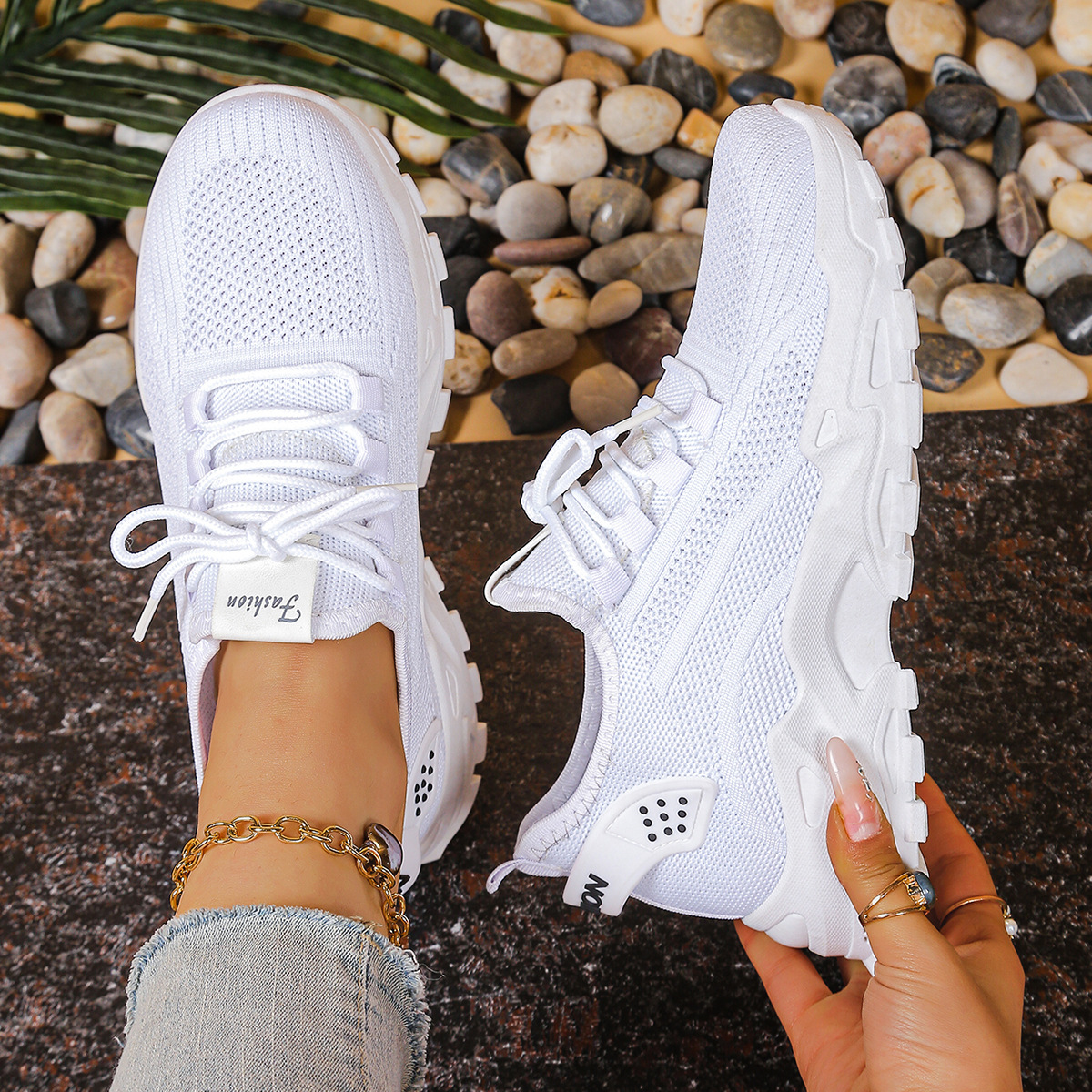 Breathable Mesh Lace-Up Chunky Platform Sneaker
