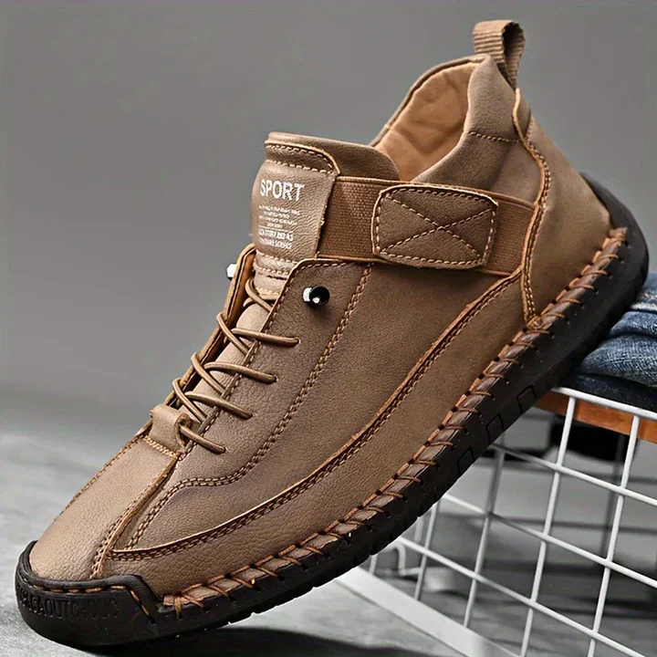 Hand Stitched Leather Lace-Up Casual Sneaker