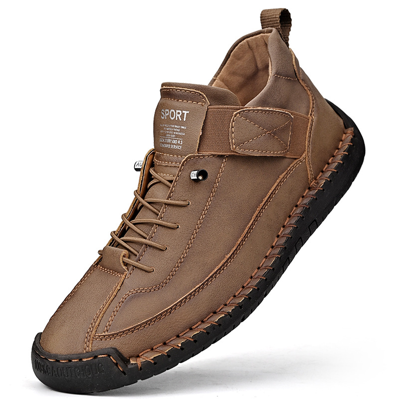 Hand Stitched Leather Lace-Up Casual Sneaker