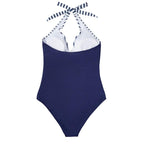Tropical Print Wrap Halter Deep V One Piece Swimsuit