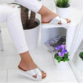 Crossover Strap Open Toe Flatform Slip On Slide Sandal