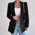 Shawl Collar Open Front Flap Pocket Longline Blazer