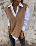 Oversized V Neck Sleeveless Knit Sweater Vest