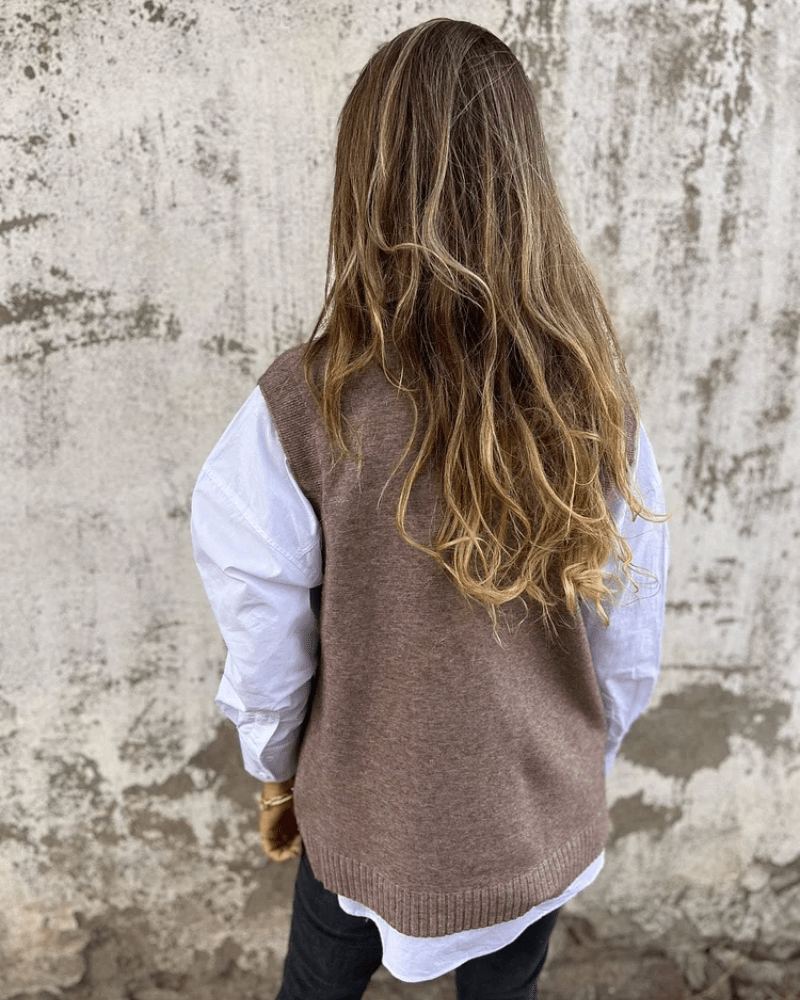 Oversized V Neck Sleeveless Knit Sweater Vest