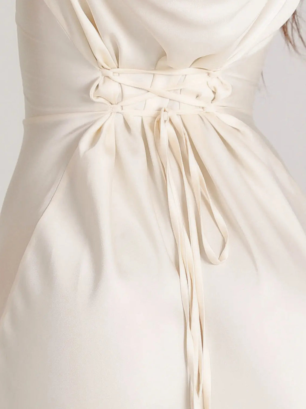 Satin Bias Cut Flare Sleeve Cowl Neck Maxi Dress - Formal Evening Gown