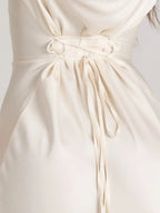 Satin Bias Cut Flare Sleeve Cowl Neck Maxi Dress - Formal Evening Gown