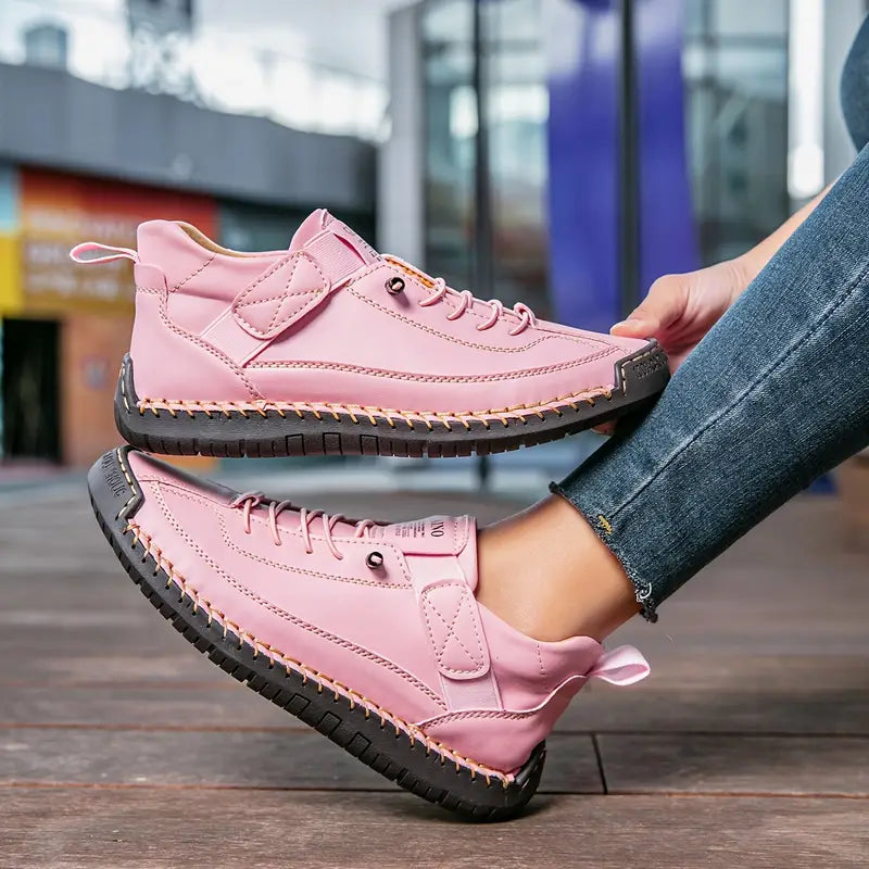 Hand Stitched Leather Lace-Up Casual Sneaker