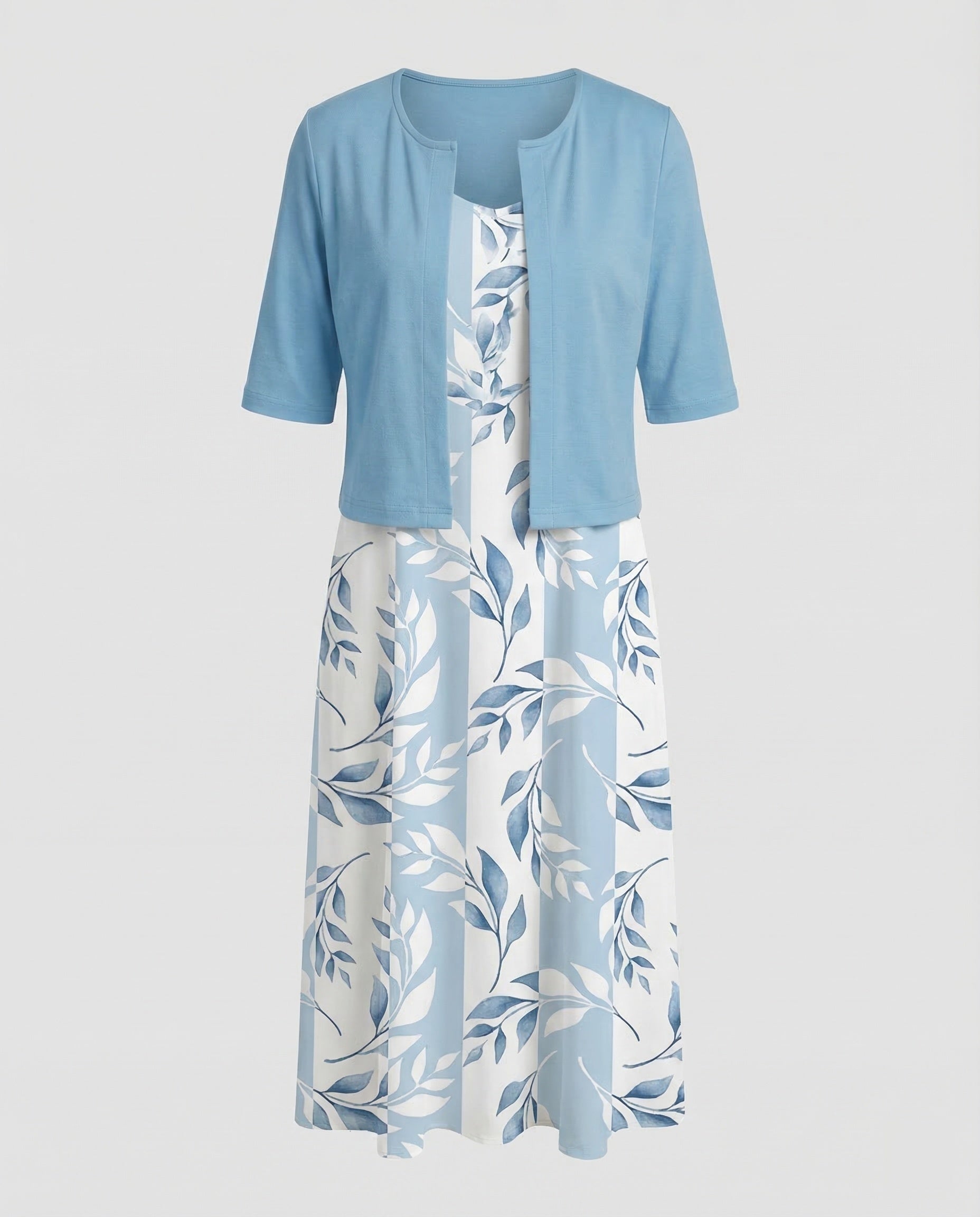 Wildflower Print Slip Midi Dress Cropped Bolero Two Piece Set