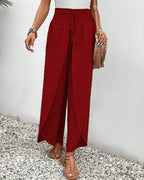 Geometric Print Smocked Waist Drawstring Wide Leg Pant