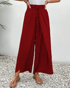 Geometric Print Smocked Waist Drawstring Wide Leg Pant