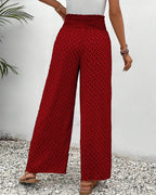 Geometric Print Smocked Waist Drawstring Wide Leg Pant