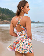 Twist Front Knot Hem Double Strap One Piece Swimsuit