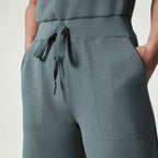 Sleeveless Crew Neck Drawstring Waist Wide Leg Casual Jumpsuit