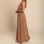 Polka Dot Sleeveless Scoop Neck Elasticated Waist Maxi Dress