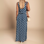 Polka Dot Sleeveless Scoop Neck Elasticated Waist Maxi Dress