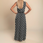 Polka Dot Sleeveless Scoop Neck Elasticated Waist Maxi Dress