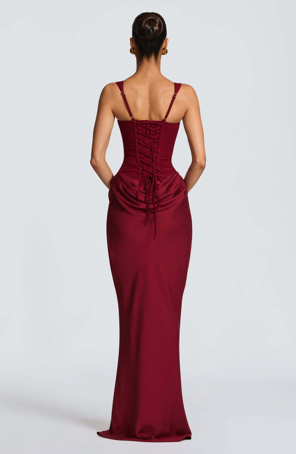 Scoop Neck Sleeveless Ruched Side Bodycon Maxi Dress - Evening Gown