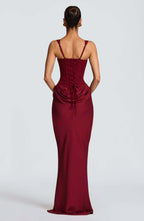 Scoop Neck Sleeveless Ruched Side Bodycon Maxi Dress - Evening Gown