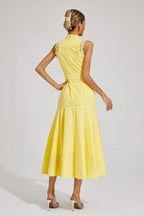 Mock Neck Sleeveless Lace Insert A Line Midi Dress - Wedding Guest