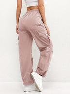 Elasticated Waist Drawstring Flap Pocket Parachute Cargo Pant