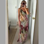 Floral Cowl Neck Slip Maxi Dress - Wedding Guest