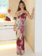 Floral Cowl Neck Slip Maxi Dress - Wedding Guest