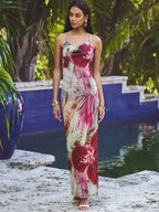 Floral Cowl Neck Slip Maxi Dress - Wedding Guest