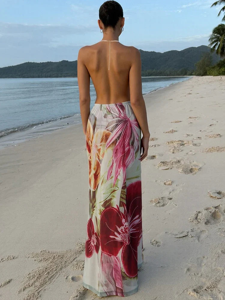 Floral Cowl Neck Slip Maxi Dress - Wedding Guest