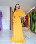 Pleated Batwing Sleeve V Neck Maxi Dress - Wedding Guest