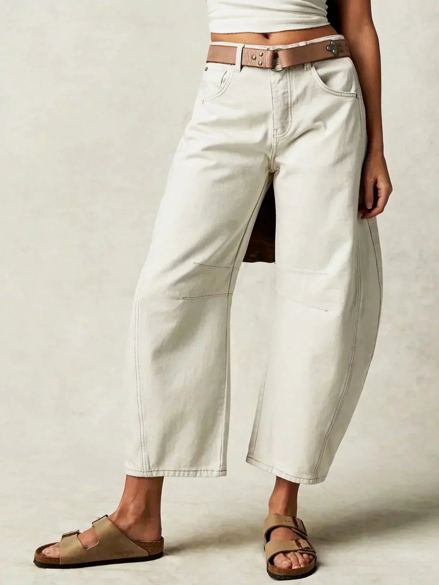 High Waist Barrel Leg Panelled Slouchy Wide Leg Jean